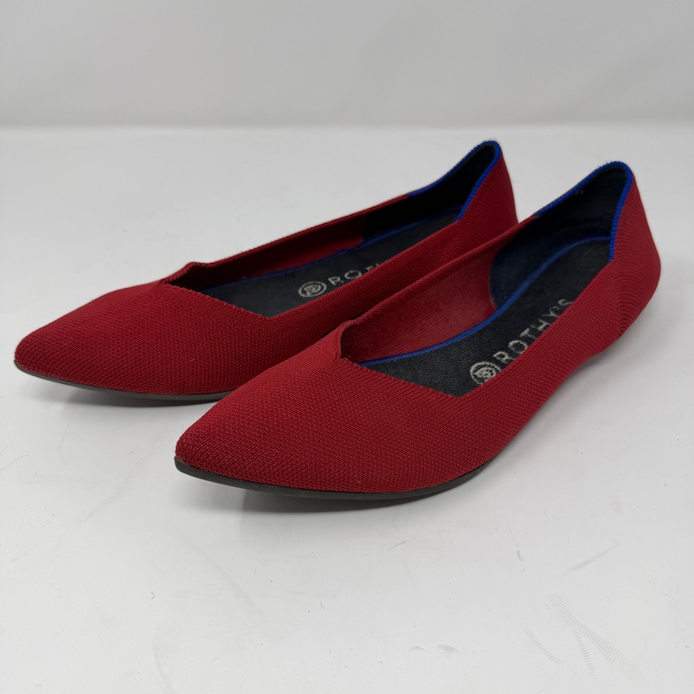 Rothy's The Point Flat Shoe Red Sustainable Knit Women Size 10 - Picture 8 of 13
